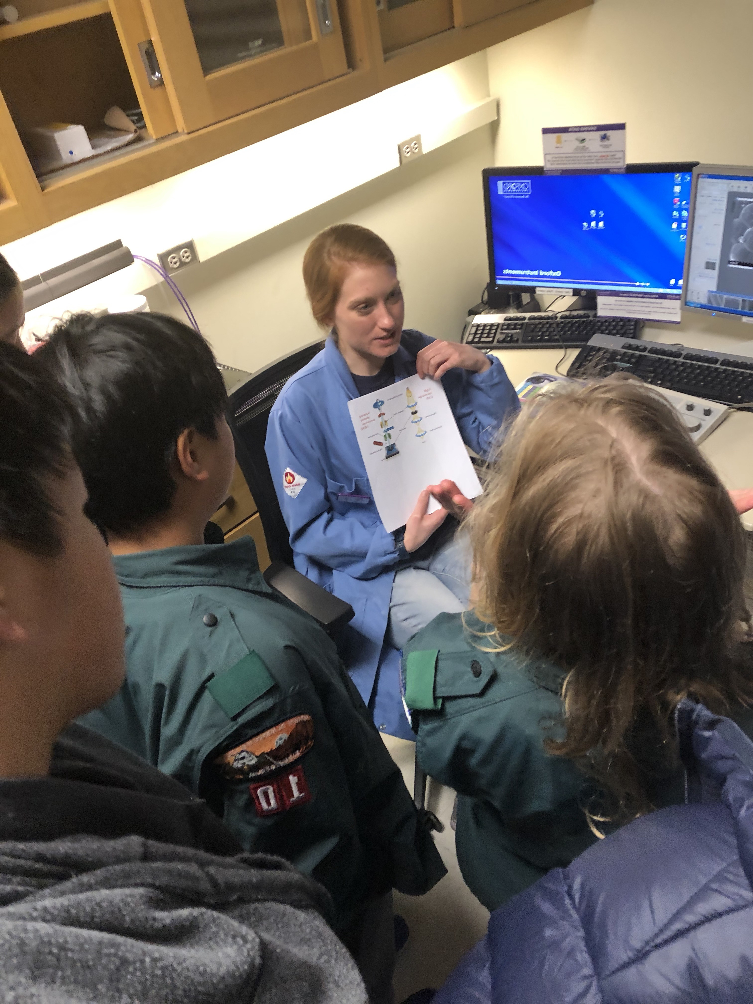 Tirzah Abbott showing the scouts an SEM