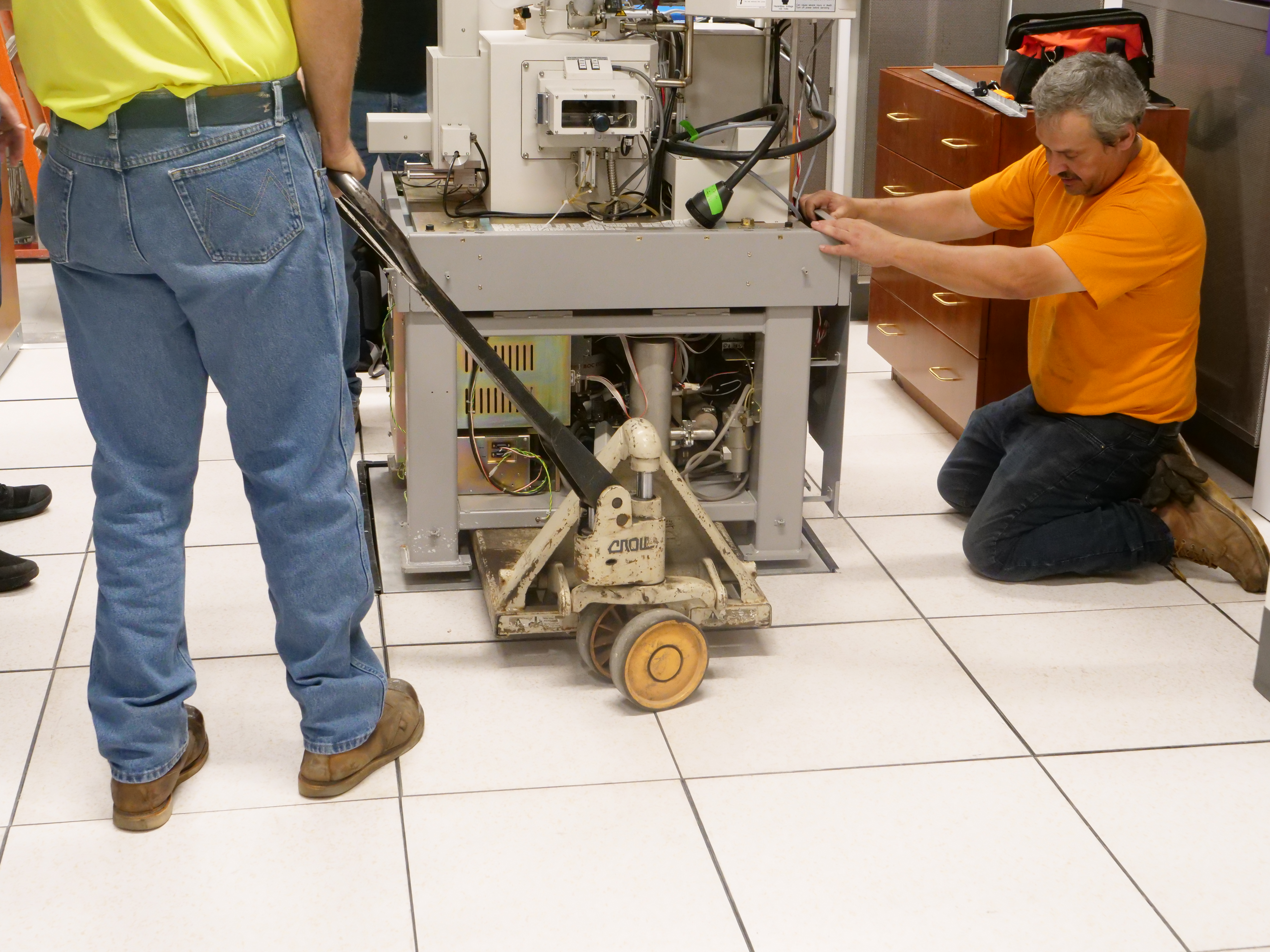 settling the microscope into its new place