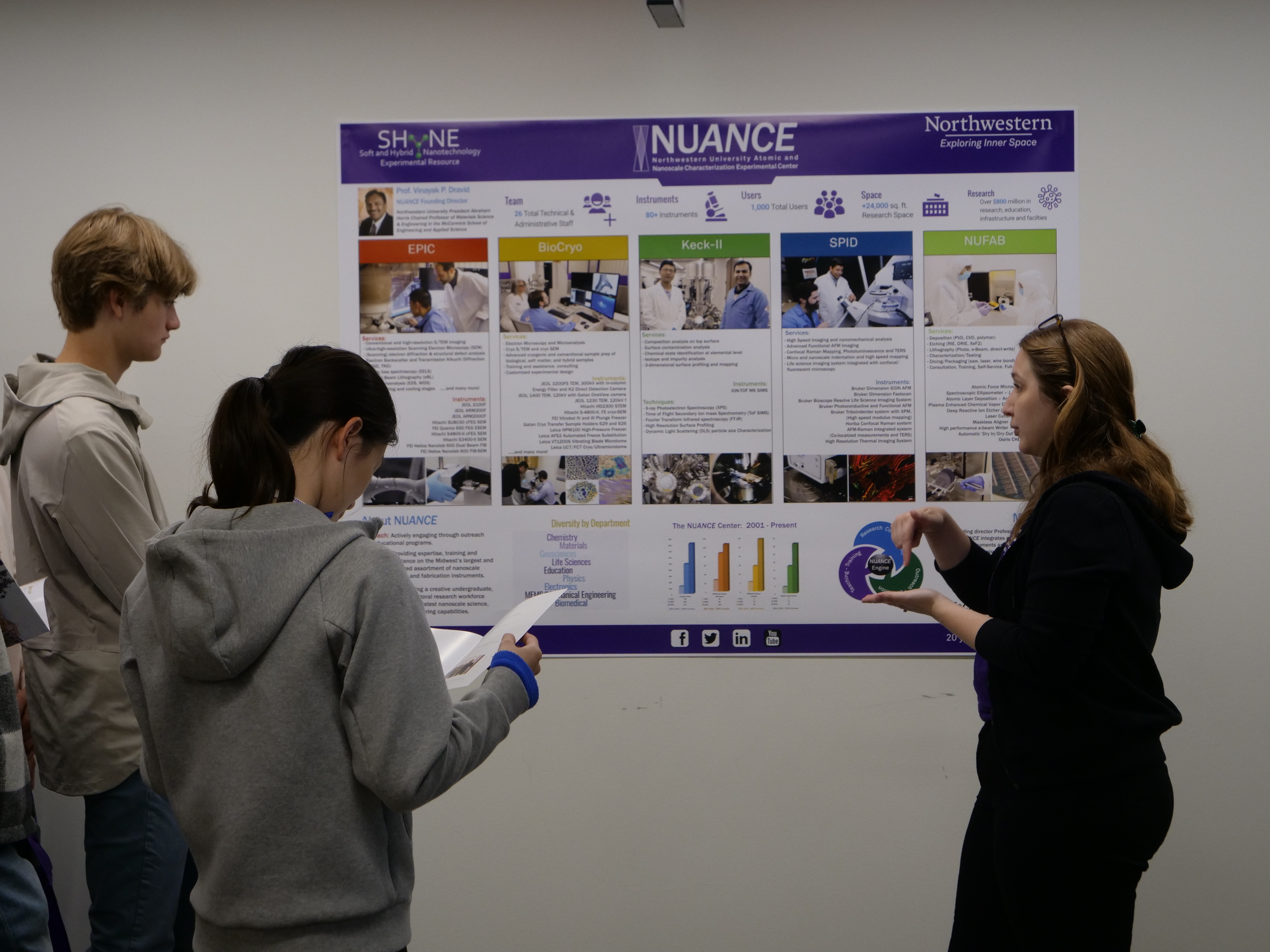 in front of the NUANCE poster