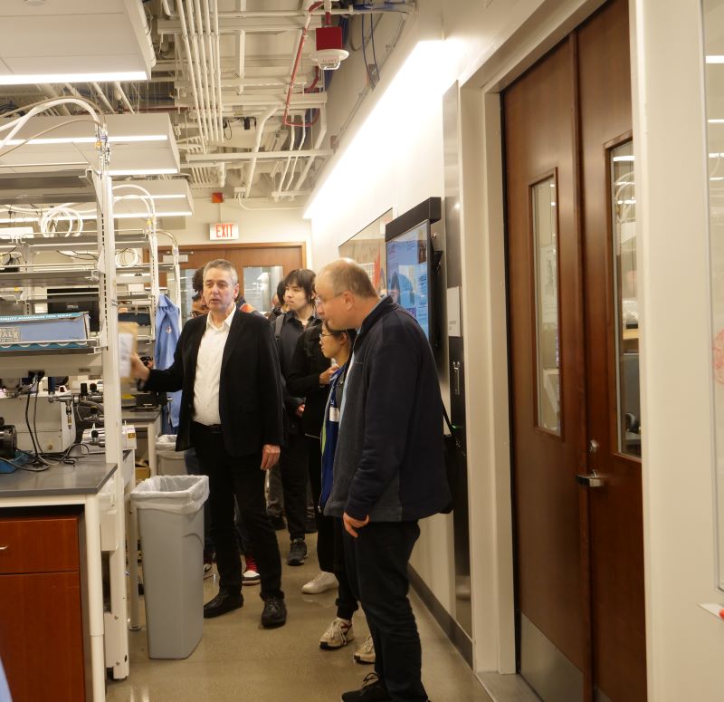 Reiner Bleher shows the UoC guests around NUANCE
