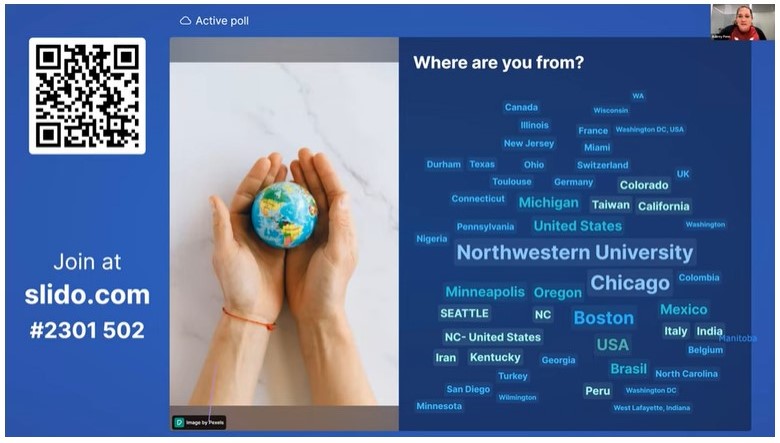 Screenshot of where participants are from